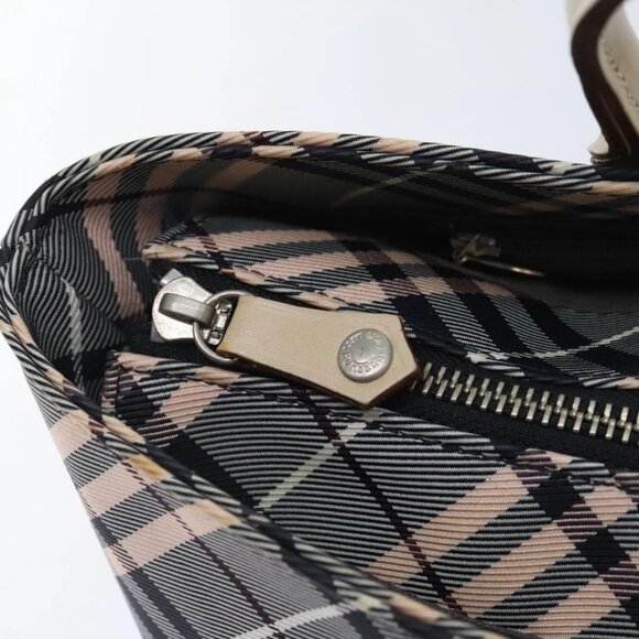 BURBERRY Nova Check Blue Label Hand Bag Nylon Gray Pink Auth - Picture 7 of 16